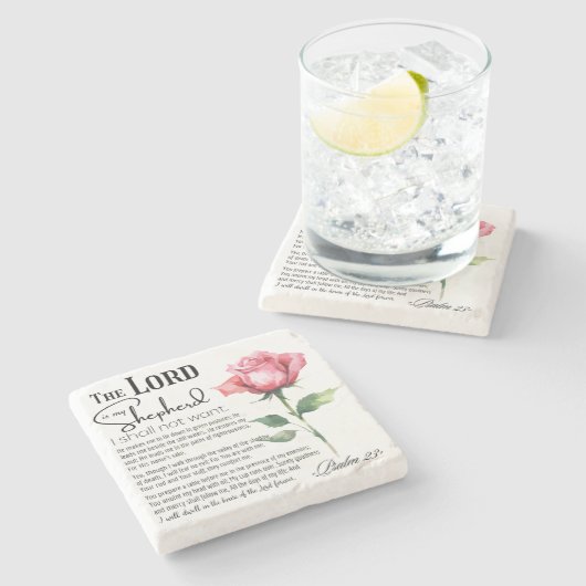 Psalm 23 De Heer is mijn Herder Stenen Onderzetter (Zijkant)