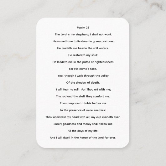 Psalm 23 De Heer is mijn Kaart van het Herdersgebe Visitekaartje (Achterkant)