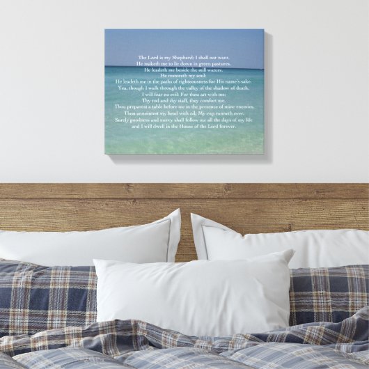 Psalm 23 De Heer is mijn Shepherd Beauful Beach Canvas Afdruk (Insitu (Slaapkamer))