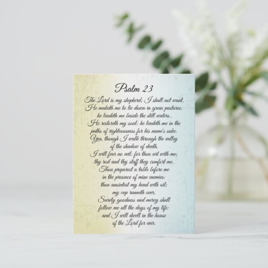 Psalm 23 De Heer is mijn Shepherd, Bijbelverse Briefkaart (Staand voorkant)