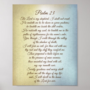 Psalm 23 De Heer is mijn Shepherd, Bijbelverse Poster