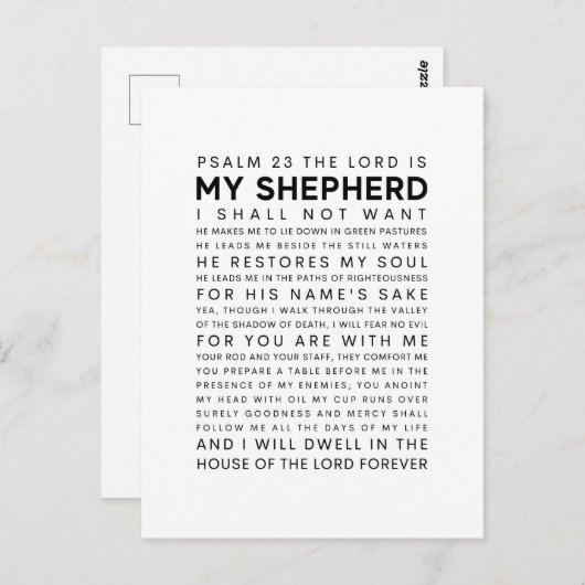 Psalm 23 De Heer is mijn Shepherd Briefkaart (Voorkant / Achterkant)