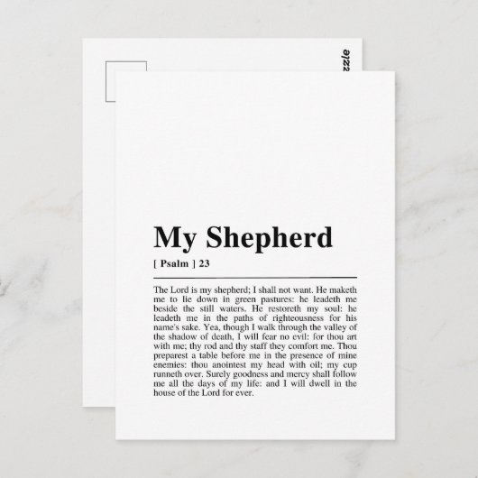 Psalm 23 De Heer is mijn Shepherd Briefkaart (Voorkant / Achterkant)
