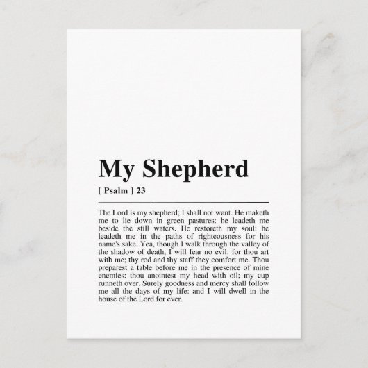 Psalm 23 De Heer is mijn Shepherd Briefkaart (Voorkant)