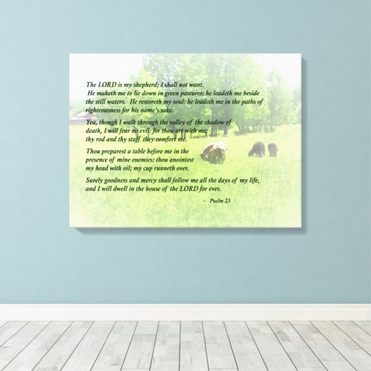 Psalm 23 De Heer is mijn Shepherd Canvas Afdruk (Insitu (Houten vloer))