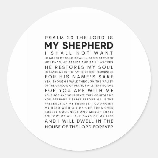 Psalm 23 De Heer is mijn Shepherd Ronde Sticker (Voorkant)