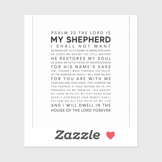 Psalm 23 De Heer is mijn Shepherd Sticker (Vel)
