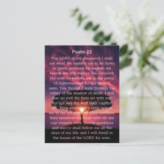 Psalm 23 De Heer is mijn Shepherd Sunset Briefkaart (Staand voorkant)