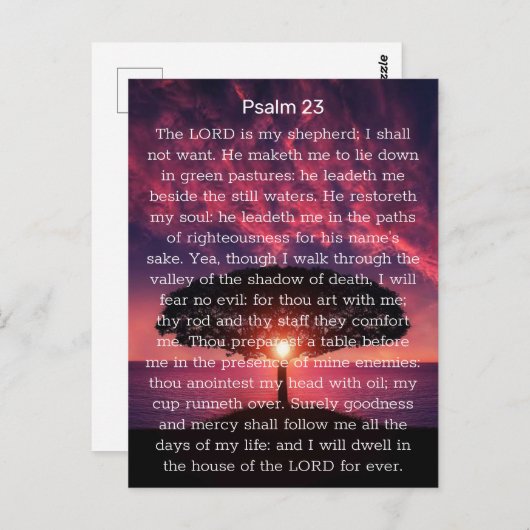 Psalm 23 De Heer is mijn Shepherd Sunset Briefkaart (Voorkant / Achterkant)