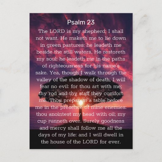 Psalm 23 De Heer is mijn Shepherd Sunset Briefkaart (Voorkant)