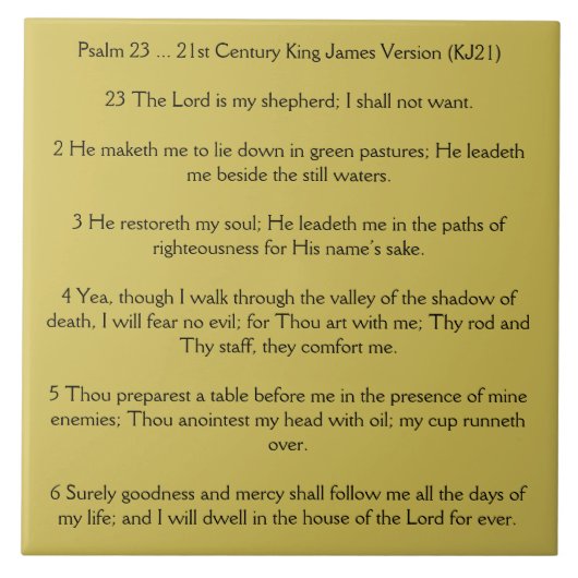 Psalm 23 De Heer is mijn Shepherd Tegeltje (Voorkant)