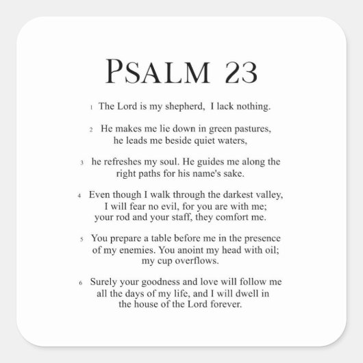 Psalm 23 De Heere is mijn Herder Vierkante Sticker (Voorkant)
