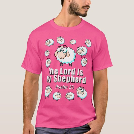Psalm 23: De Here is mijn herder Cartoon T-shirt (Voorkant)