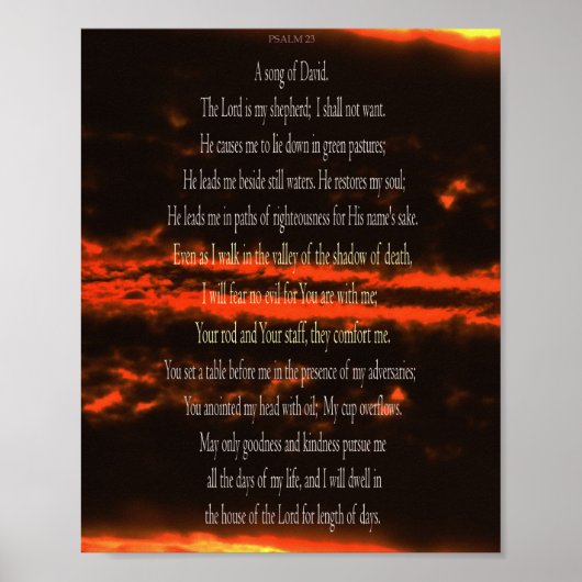 Psalm 23, Donkerrode lucht, Waarde Poster Papier ( (Voorkant)