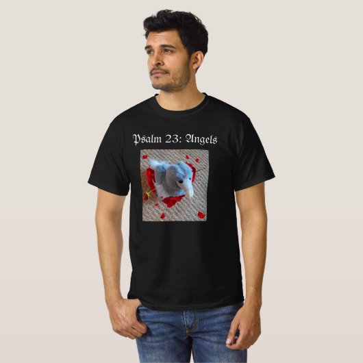 Psalm 23 Engelen dodo en palmstrand met bloemen T-shirt (Voorkant volledig)