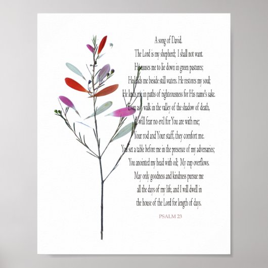 Psalm 23 Fijne Botanische Waarde Poster Papier (Voorkant)