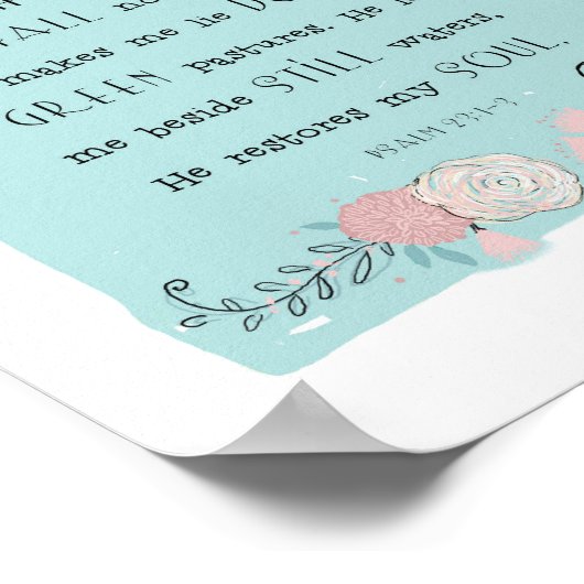 PSALM 23 FLORAL ART PRINT (Hoek)