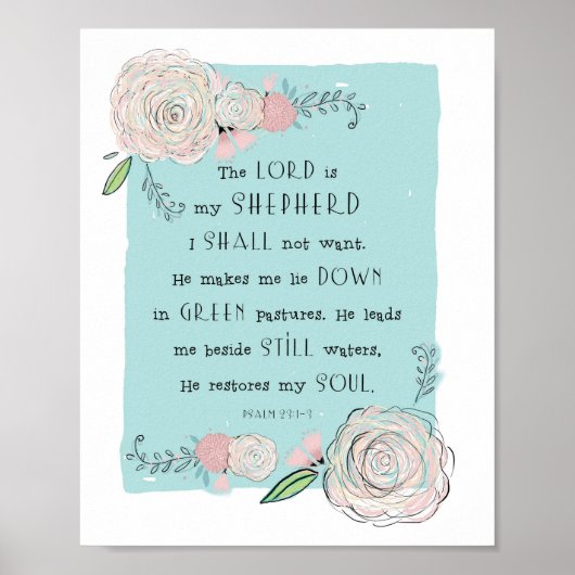 PSALM 23 FLORAL ART PRINT (Voorkant)