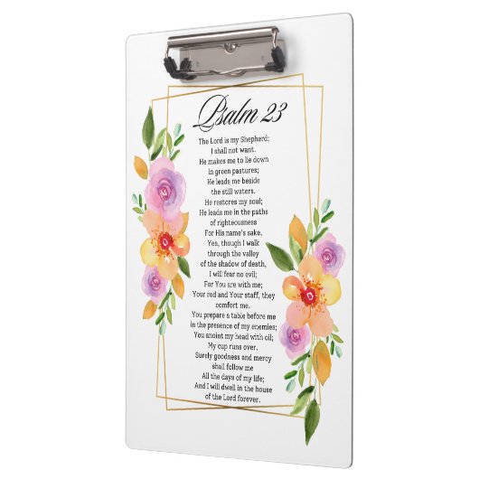 Psalm 23 Floral Geometric Frame Klembord (Links)