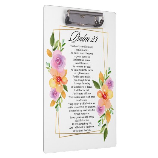 Psalm 23 Floral Geometric Frame Klembord (Rechts)