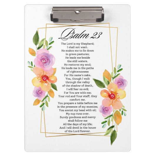 Psalm 23 Floral Geometric Frame Klembord (Voorkant)