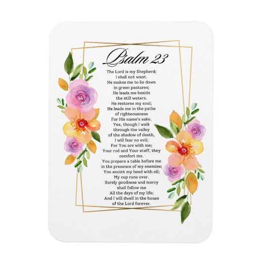 Psalm 23 Floral Geometric Frame Magneet (Verticaal)