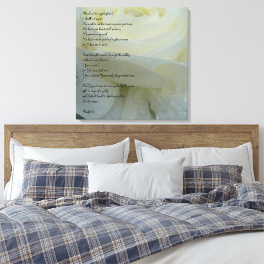 Psalm 23 Gedrukt op een wit ventilatorcanvas Canvas Afdruk (Insitu (Slaapkamer))