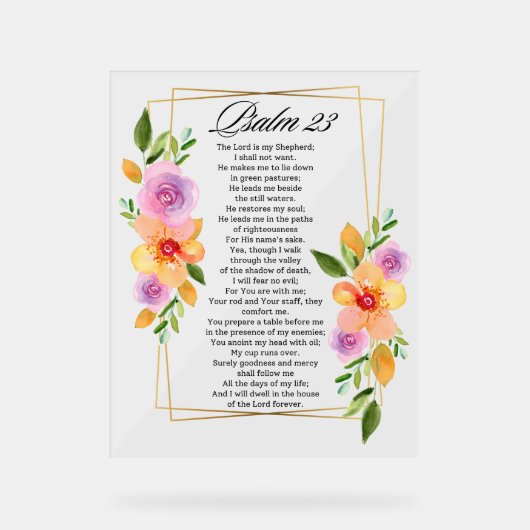 Psalm 23 Geometrisch Lijst Acryl Bord (Voorkant)