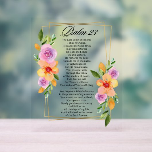 Psalm 23 Geometrisch Lijst Acryl Bord (Neutraal)