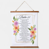 Psalm 23 Geometrische Bloemen Lijst Schrift Hangend Wandkleed (Voorkant)
