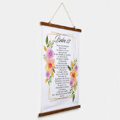 Psalm 23 Geometrische Bloemen Lijst Schrift Hangend Wandkleed (Gebogen)