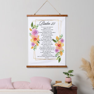 Psalm 23 Geometrische Bloemen Lijst Schrift Hangend Wandkleed