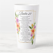 Psalm 23 Geometrische Bloemen Lijst Schrift Latte Mok (Voorkant)