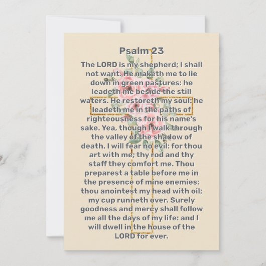 Psalm 23 Gouden Kruis viering van de begrafenis Kaart (Voorkant)
