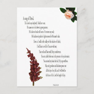 Psalm 23, Groen Plant Floral Briefkaart van David