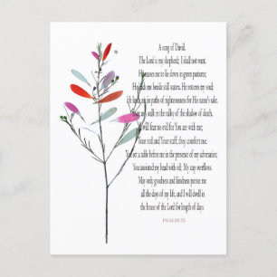 Psalm 23, Groen Plant Floral Briefkaart van David