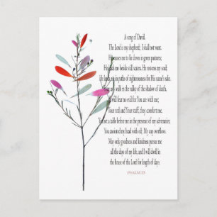 Psalm 23, Groen Plant Floral Briefkaart van David