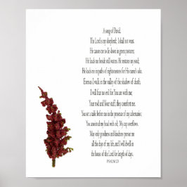 Psalm 23, Groenboek Plant Floral Poster (stemming)