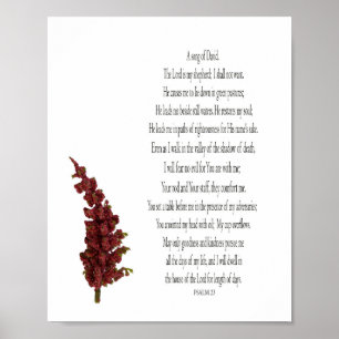Psalm 23, Groenboek Plant Floral Poster (stemming)
