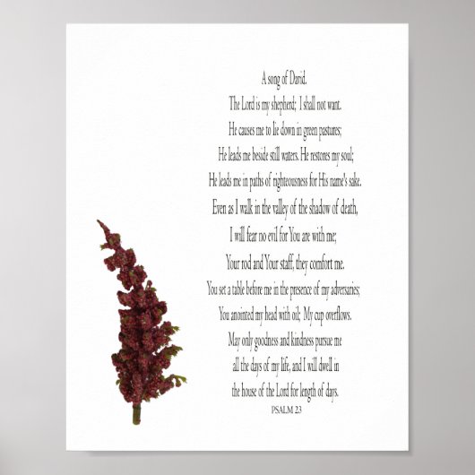 Psalm 23, Groene Plant Bloemen Poster Papier (Mat) (Voorkant)