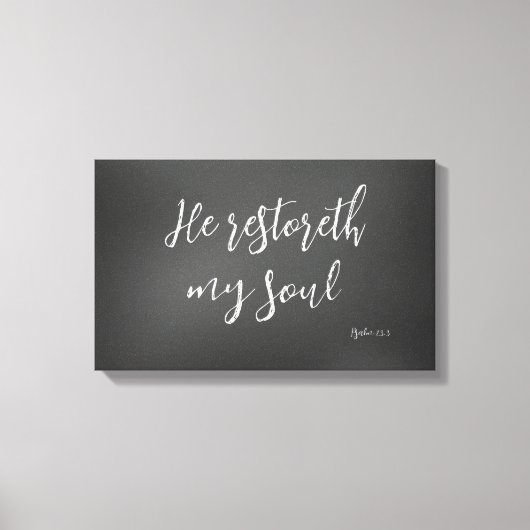 Psalm 23 Hij herstelt mijn Soul Bible Verse Canvas Afdruk (Voorkant)