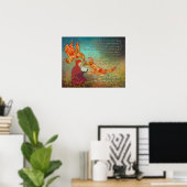 Psalm 23 in Hebreeuws Praying Woman Fire Art Poster (Thuiskantoor)