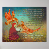Psalm 23 in Hebreeuws Praying Woman Fire Art Poster (Voorkant)