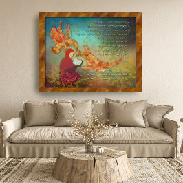 Psalm 23 in Hebreeuws Praying Woman Fire Art Poster