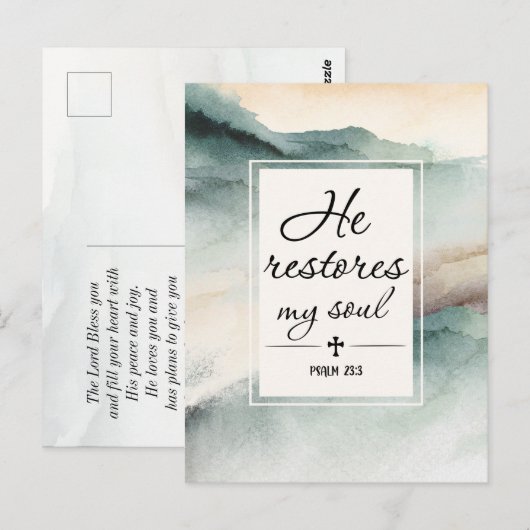 Psalm 23-inch4 Hij herstelt mijn Soul Cross Briefkaart (Voorkant / Achterkant)