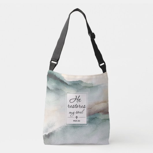 Psalm 23-inch4 Hij herstelt mijn Soul Cross Crossbody Tas (Voorkant)