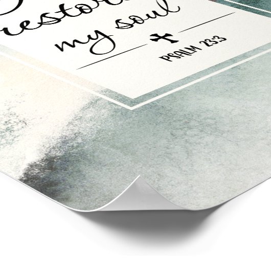 Psalm 23-inch4 Hij herstelt mijn Soul Cross Poster (Hoek)