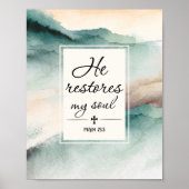 Psalm 23-inch4 Hij herstelt mijn Soul Cross Poster (Voorkant)