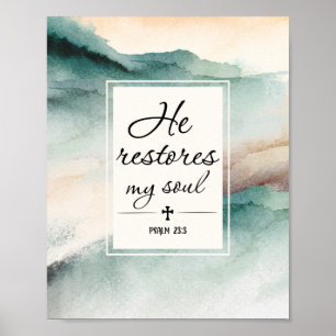 Psalm 23-inch4 Hij herstelt mijn Soul Cross Poster