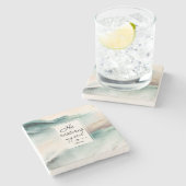 Psalm 23-inch4 Hij herstelt mijn Soul Cross Stenen Onderzetter (Zijkant)